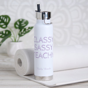 Personalised Custom Purple Teacher Gift Idea Water Bottle