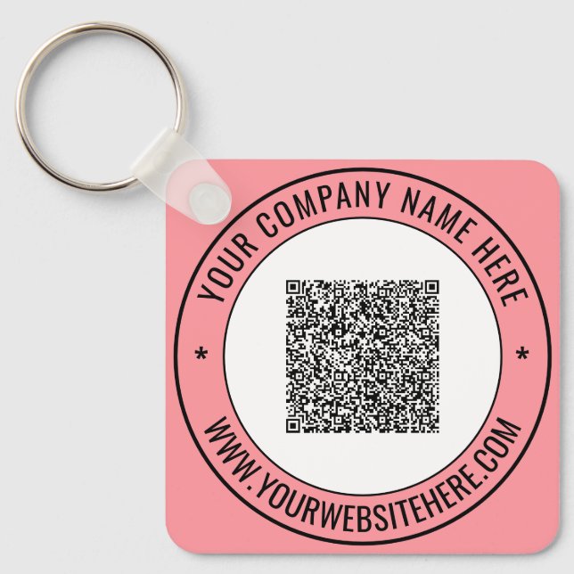 Personalised Custom QR Code Text Business Keychain (Front)