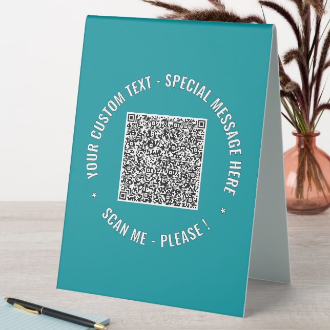 Personalised Custom QR Code Text Table Tent Sign (In SItu (Table))