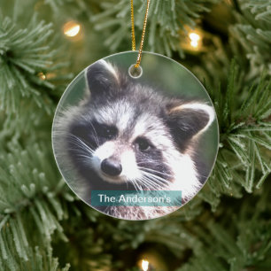Personalised Custom Racoon Photo Ceramic Tree Decoration
