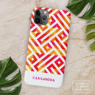 Personalised Custom Red Pink Orange Retro Art iPhone 15 Pro Max Case