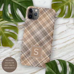 Personalised Custom Rustic Beige Brown Plaid iPhone 11 Pro Max Case