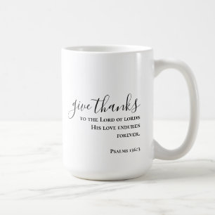 Personalised Custom Script Give Thanks Christian Coffee Mug