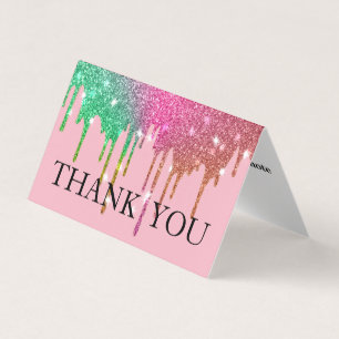 Personalised Custom Simple Glitter Drip Thank You Business Card