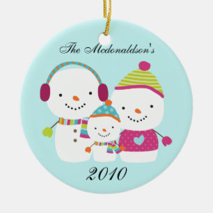 Personalised Custom Snowman Family Ornament