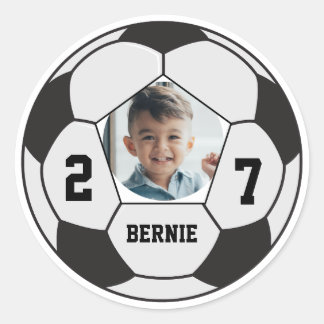 Personalised custom soccer ball player sports team classic round sticker