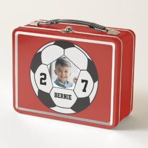Personalised custom soccer ball player sports team metal lunch box