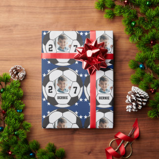 Personalised custom soccer ball player sports team wrapping paper