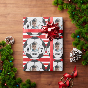 Personalised custom soccer ball player sports team wrapping paper
