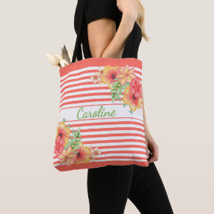 Personalised Custom Summer Floral Art Pattern Tote Bag