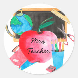 Personalised Custom Teacher Name Cute Classic Round Sticker