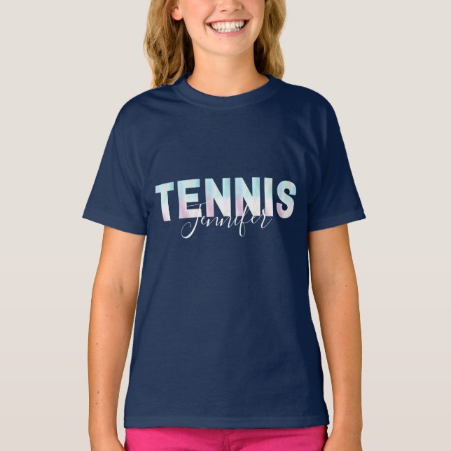 Personalised Custom Tennis Girl Player Name Cool T-Shirt (Front)