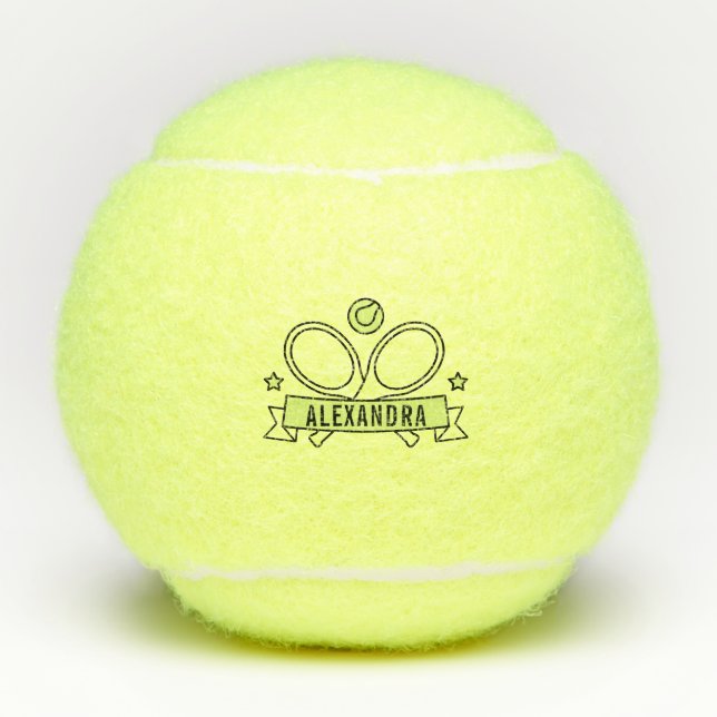 Personalised Custom Tennis Racquet Name  Tennis Balls (Front)