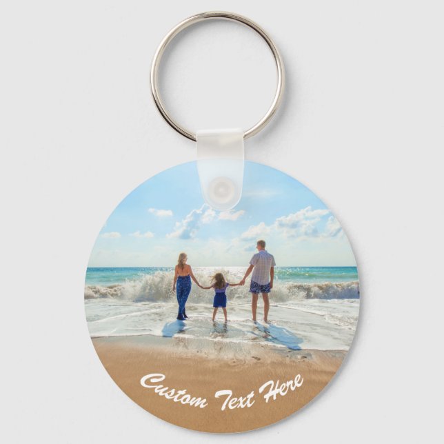 Personalised Custom Text and Family Photo Keychain (Front)