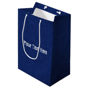 Personalised Custom Text Gift Bag Faux Blue Denim