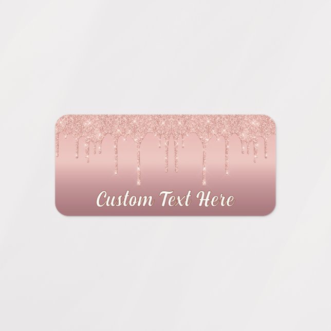 Personalised Custom Text Rose Gold Glitter Labels (Design 3)