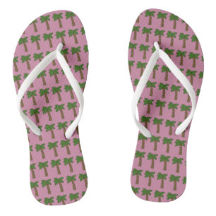 Personalised Custom Tiny Coconut Palm Tree Pink Flip Flops