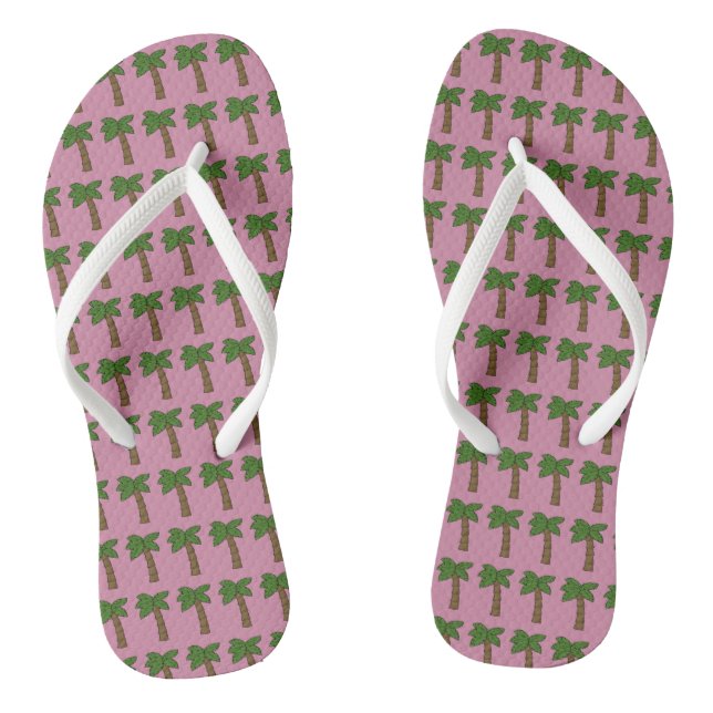 Personalised Custom Tiny Coconut Palm Tree Pink Flip Flops (Footbed)