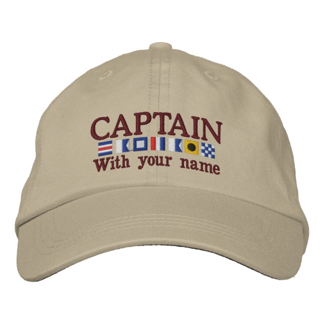Personalised Custom Your Captain Nautical Flags Embroidered Hat (Front)