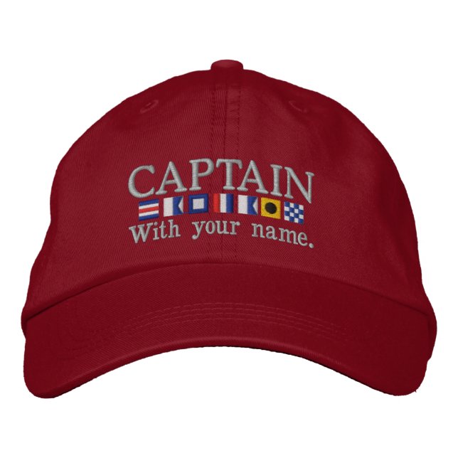 Personalised Custom Your Captain Nautical Flags Embroidered Hat (Front)
