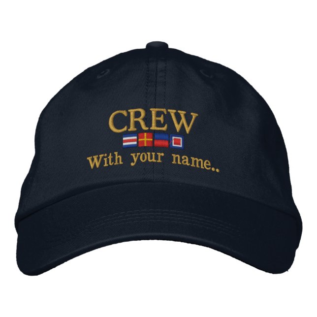 Personalised Custom Your Crew Nautical Flags Embroidered Hat (Front)