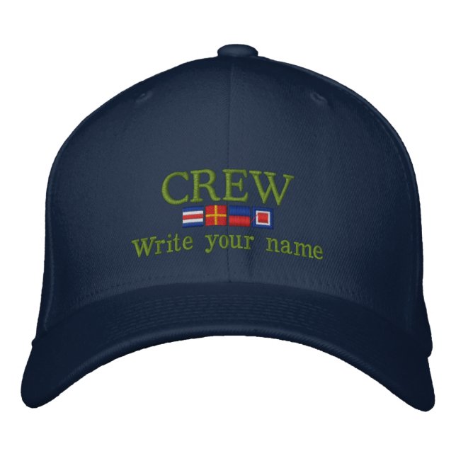 Personalised Custom Your Crew Nautical Flags Embroidered Hat (Front)