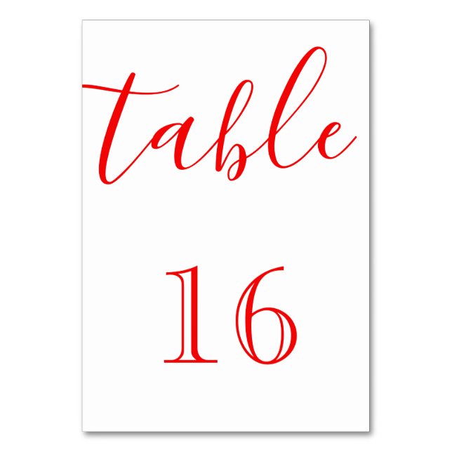 Personalised Custom Your Own Elegant Script Table Number (Front)