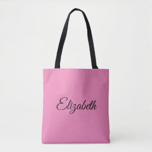 Personalised Custom Your Own Name Elegant Pink Tote Bag