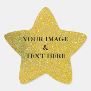 Personalised Custom Your Own Photo & Text Gold Sta Star Sticker
