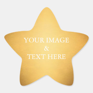 Personalised Custom Your Own Photo & Text Gold Sta Star Sticker