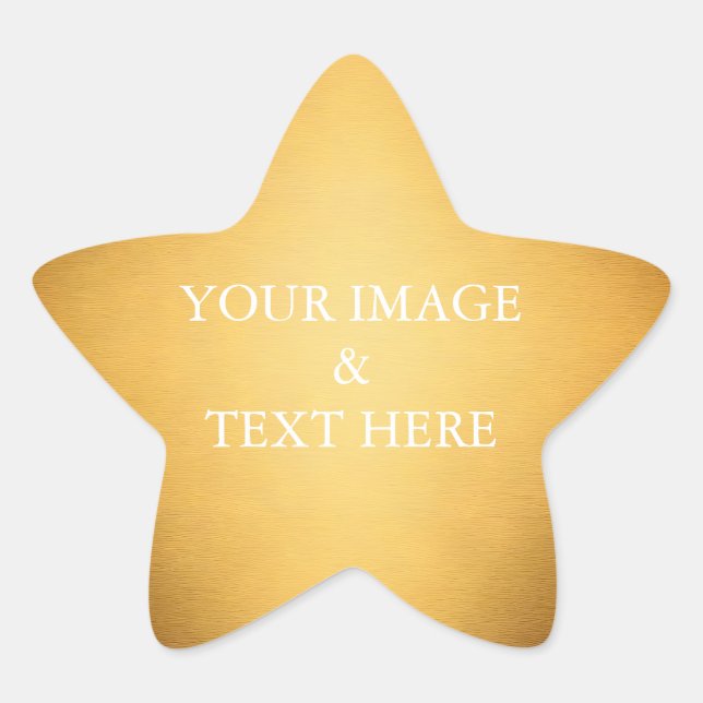 Personalised Custom Your Own Photo & Text Gold Sta Star Sticker (Front)