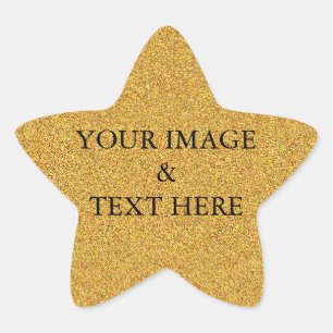 Personalised Custom Your Own Photo & Text Gold Star Sticker