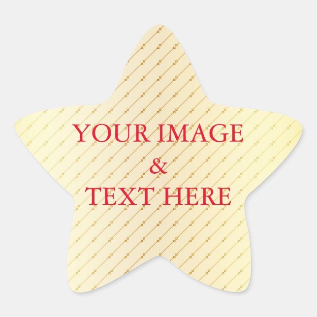 Personalised Custom Your Own Photo & Text Gold Star Sticker (Front)