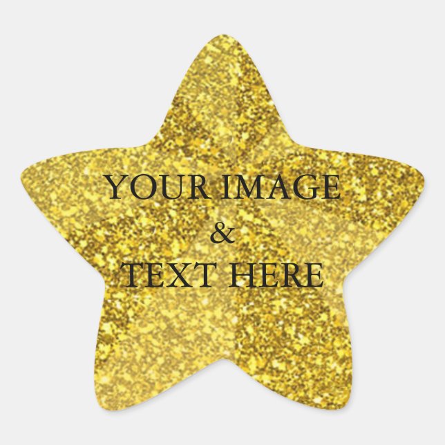 Personalised Custom Your Own Photo & Text Gold Star Sticker (Front)