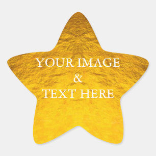Personalised Custom Your Own Photo & Text Gold Star Sticker