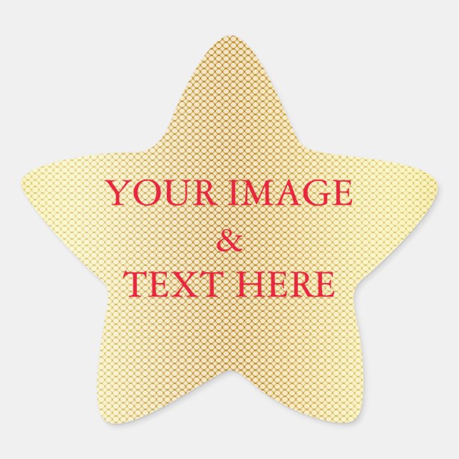 Personalised Custom Your Own Photo & Text Gold Star Sticker (Front)