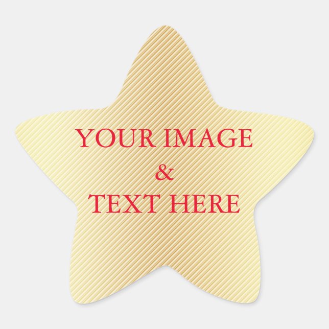 Personalised Custom Your Own Photo & Text Gold Star Sticker (Front)