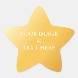 Personalised Custom Your Own Photo & Text Gold Star Sticker
