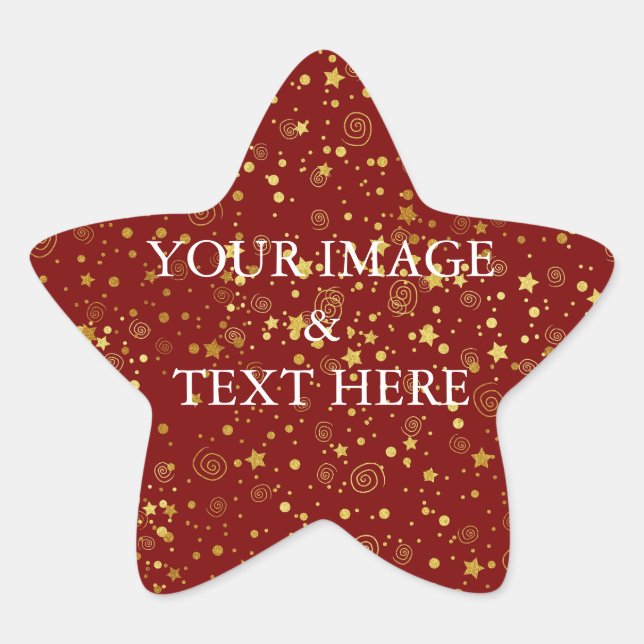 Personalised Custom Your Own Photo & Text Star Sticker (Front)