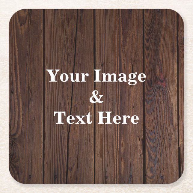Personalised Custom Your Own Photo Wooden Square P Paper Coaster (Front)