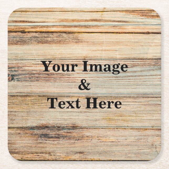 Personalised Custom Your Own Photo Wooden Square Paper Coaster (Front)