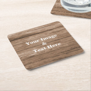 Personalised Custom Your Own Photo Wooden Square Paper Coaster