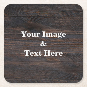 Personalised Custom Your Own Photo Wooden Square Paper Coaster
