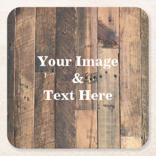 Personalised Custom Your Own Photo Wooden Square Paper Coaster