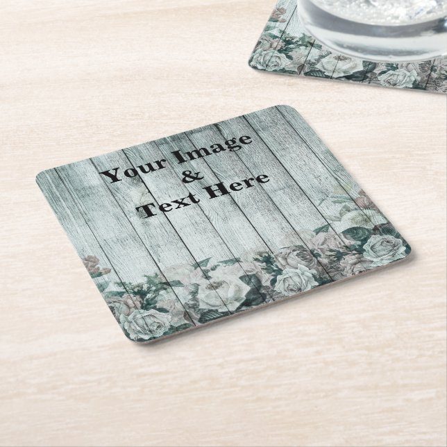 Personalised Custom Your Own Photo Wooden Square Paper Coaster (Angled)