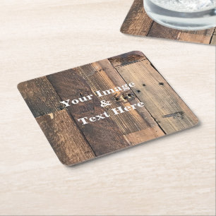 Personalised Custom Your Own Photo Wooden Square Paper Coaster