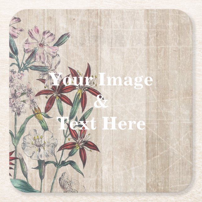 Personalised Custom Your Own Photo Wooden Square Paper Coaster (Front)