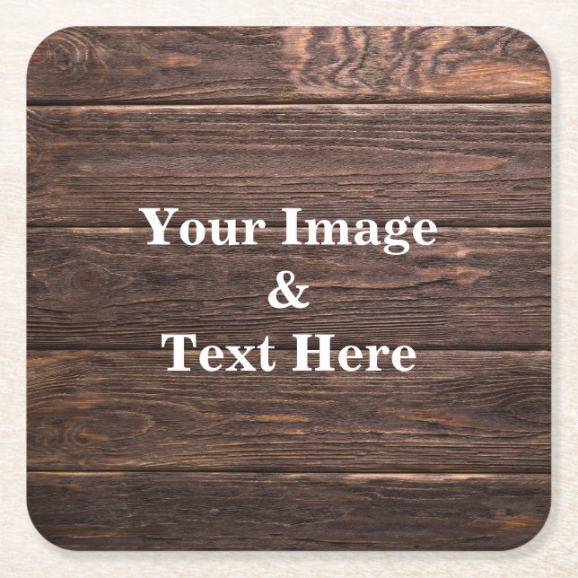 Personalised Custom Your Own Photo Wooden Square Paper Coaster (Front)