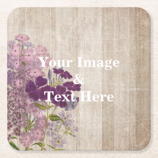 Personalised Custom Your Own Photo Wooden Square Paper Coaster (Front)