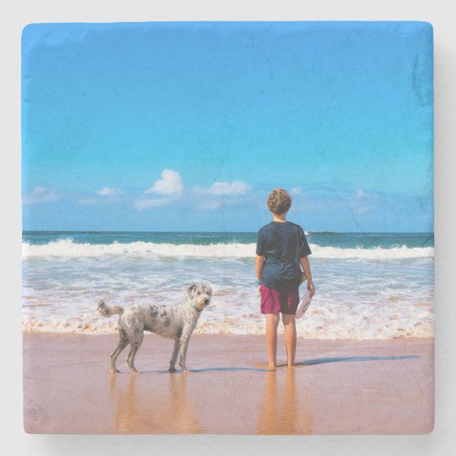 Personalised Custom Your Pet Photo Stone Coaster (Front)